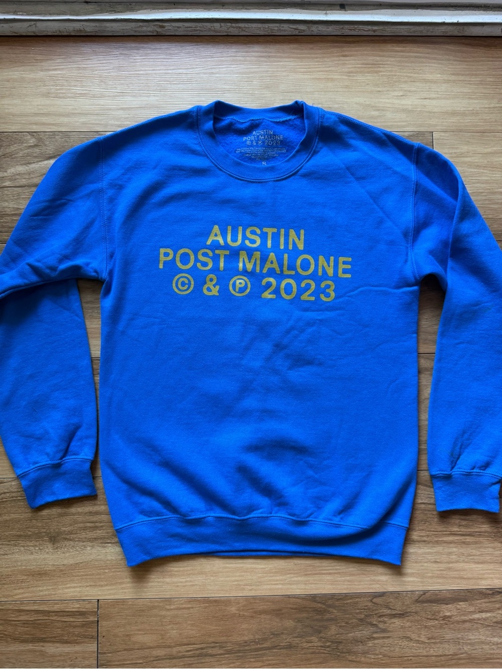 Post Malone Austin 2023 Tour Official Crewneck Sweatshirt Blue Unisex Size Small
